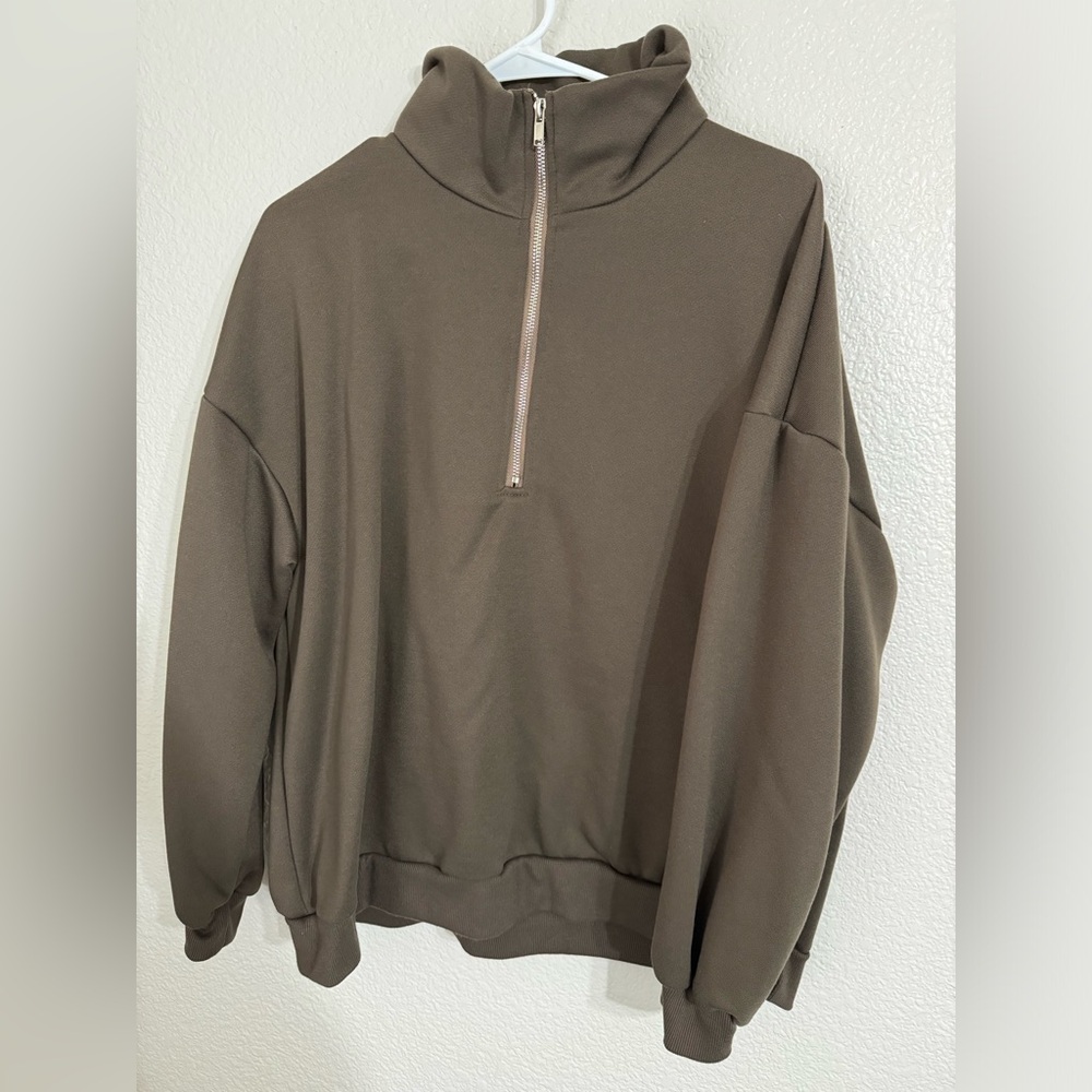 extra large brown quarter zip